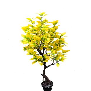 仿真植物复古春秋色梨树叶落地花艺布景装饰酒店造景背景厂家