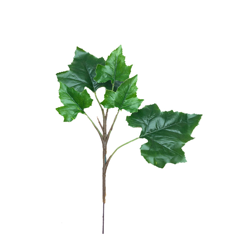 仿真植物梧桐叶5头绿植梧桐树摄影背景叶子屏风工程装饰厂家