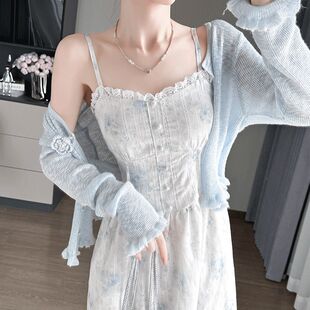 2025收腰小仙女清新花边中长款 温柔碎花裙初恋新款 甜美仙女连衣裙