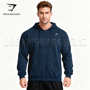 秋冬GYM肌肉鲨鱼拉链开衫外套男女运动休闲健身训练长袖连帽卫衣