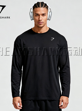 GYM肌肉鲨鱼运动圆领长袖无痕弹力CF综合训练深蹲秋冬男士健身服