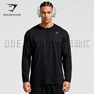 GYM肌肉鲨鱼运动圆领长袖无痕弹力CF综合训练深蹲秋冬男士健身服