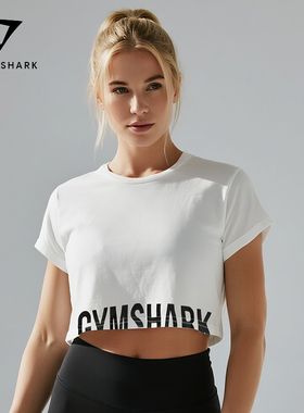 GYM肌肉鲨鱼现货女子短款运动训练瑜伽莱美普拉提适用纯棉透气T恤