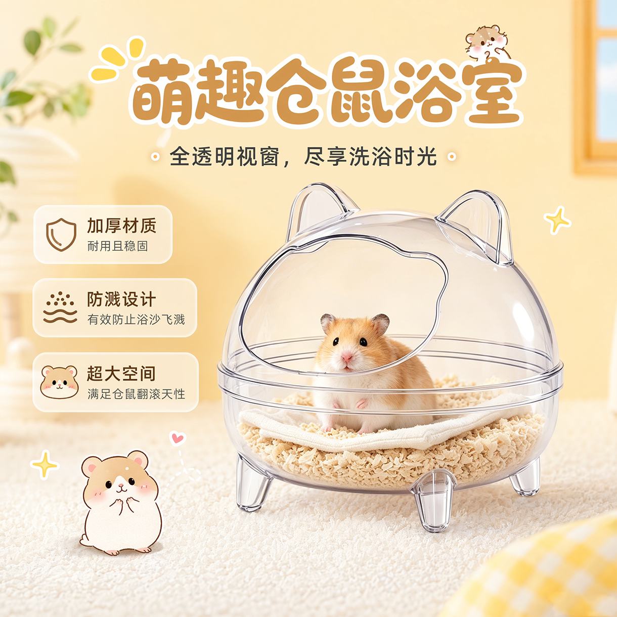 仓鼠洗澡如厕两用透明浴沙盆