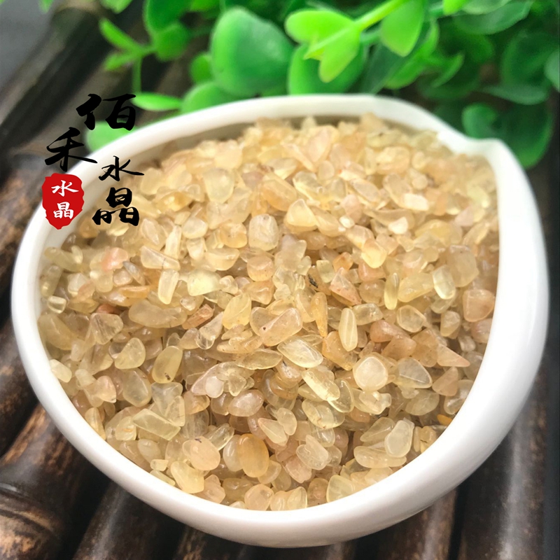 现货黄色磷灰石碎石摆件消磁净化鱼缸花盆造景装饰石美甲供佛风水