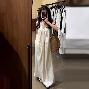 长裙 法式 高级感白色扭结背心连衣裙子女夏季 2025新款 海边度假无袖