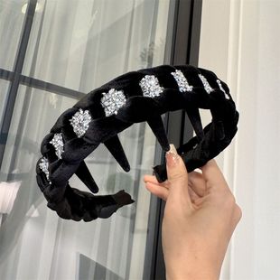 金丝绒水钻倒插梳发箍女新款日常洗脸头箍发箍韩版砂糖钻头饰