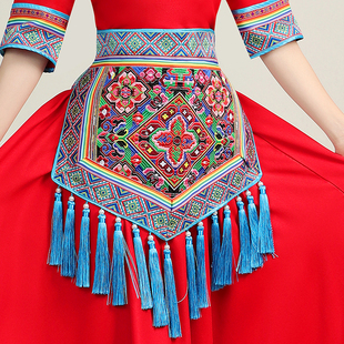 新款少数民族围腰苗族彝族土家族瑶族侗族配女款搭刺精致绣流苏