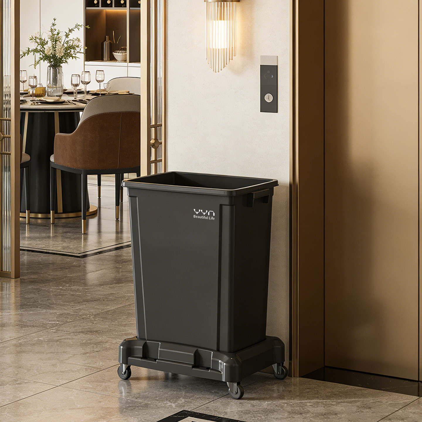 商用垃圾桶清洁收餐车厨房别墅大容量滑轮餐饮带轮大号移动手推车