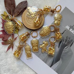 马年来财瓶妈祖钥匙扣开财库钥匙扣挂件发财亚克力牌打麻将网红