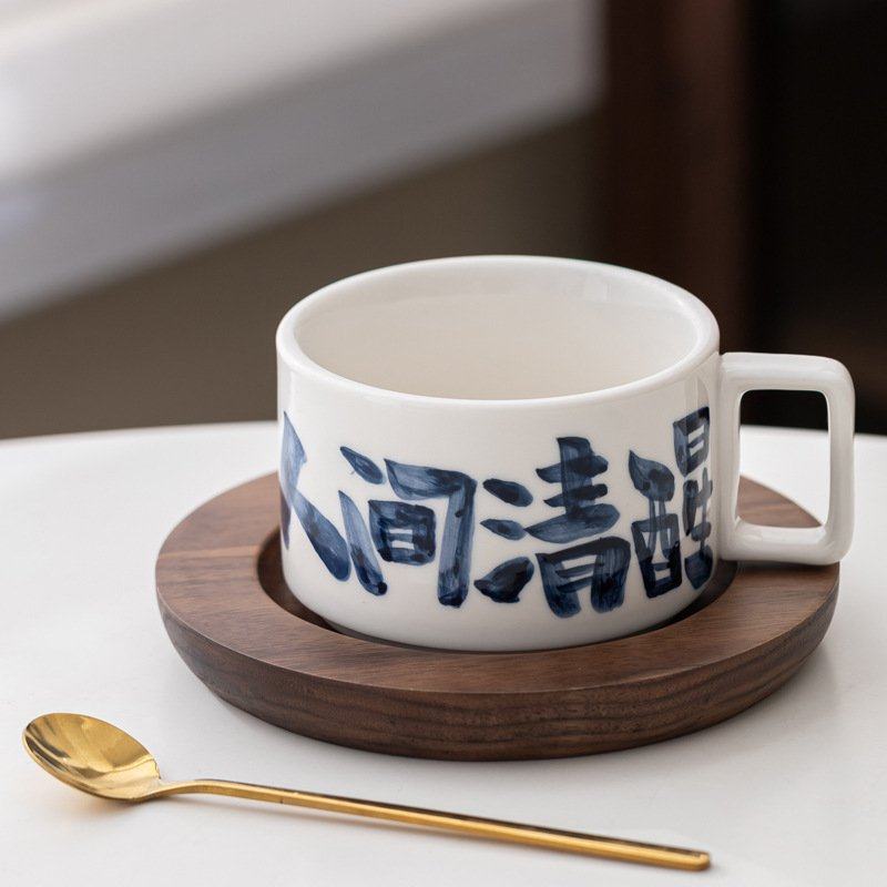 美式咖啡杯 手绘陶瓷杯 手写杯子 釉下彩水杯 个性套装伴手礼,餐饮具,咖啡杯,淘宝优惠券,粉丝福利购,淘宝优惠卷