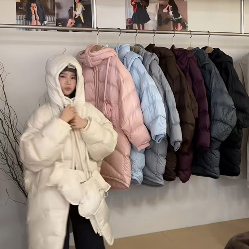 2025新款高端羽绒服白鸭绒羽绒服女冬季新宽松过膝中长款外套