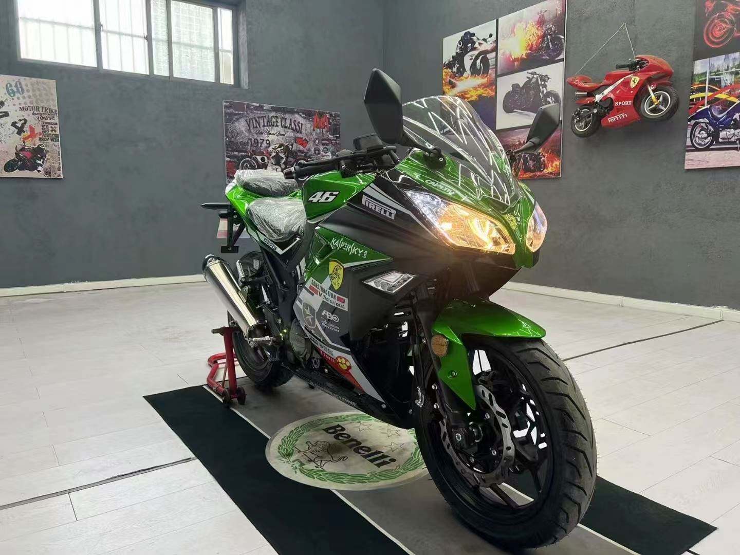 全新川崎小忍者摩托车国四电喷跑车双缸水冷整车地平线趴赛重机车