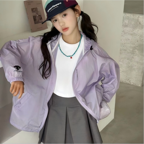 儿童中大童男女童同款纯色防晒服6258