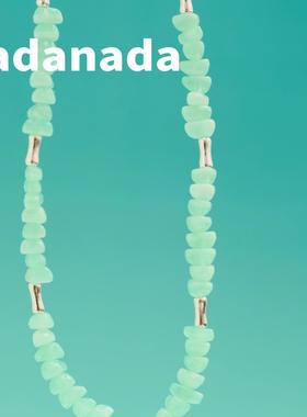 nadanada淡绿色手工仿碎石天然感串珠锁骨项链女小众百搭夏