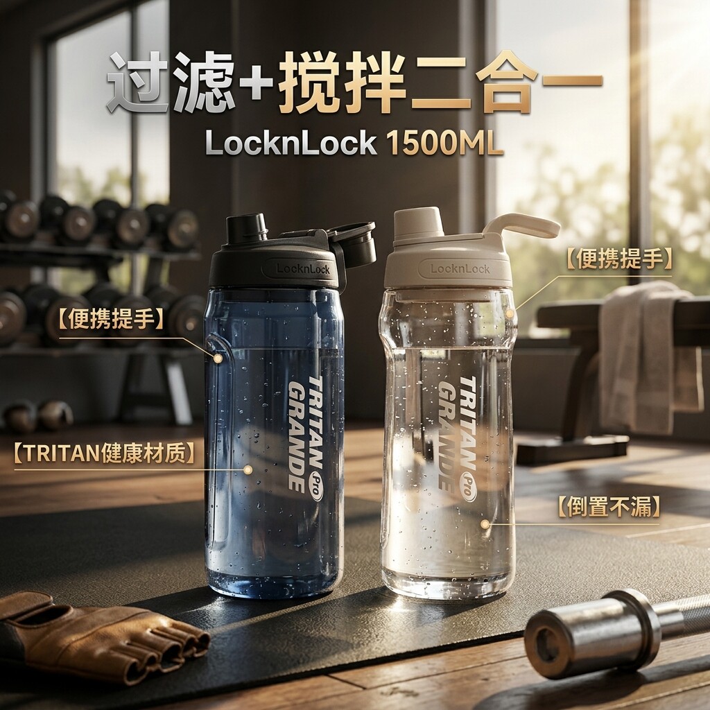 乐扣乐扣水杯大容量运动健身大号水壶杯子官方正品新款男生带刻度