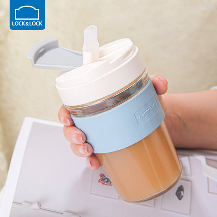 乐扣乐扣吸管杯玻璃杯水杯便携咖啡杯外带随行杯子泡茶杯女士官方