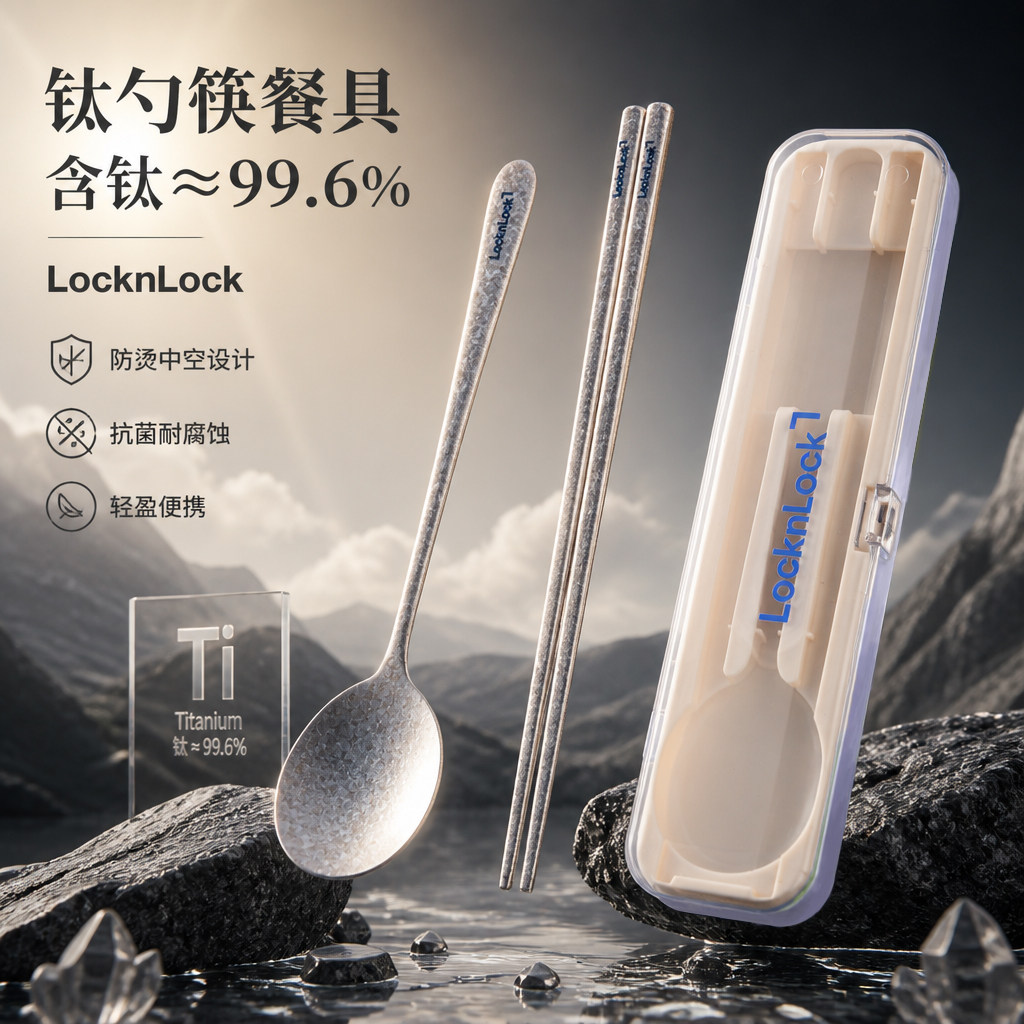 乐扣乐扣纯钛筷子勺子餐具套装图片