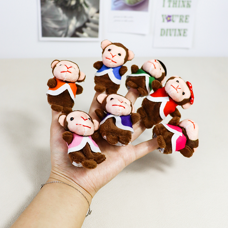 五只猴子床上跳手偶儿童手指玩偶毛绒公仔英语绘本讲故事教具早教