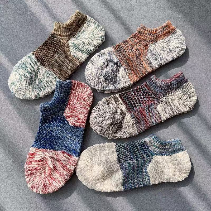 男士低帮浅口短筒运动袜时尚潮流复古粗线四季休闲短袜