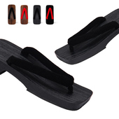 日式 烧桐木男女方头木屐防滑木拖鞋 人字拖 时尚 夹脚凉鞋 厚底增高