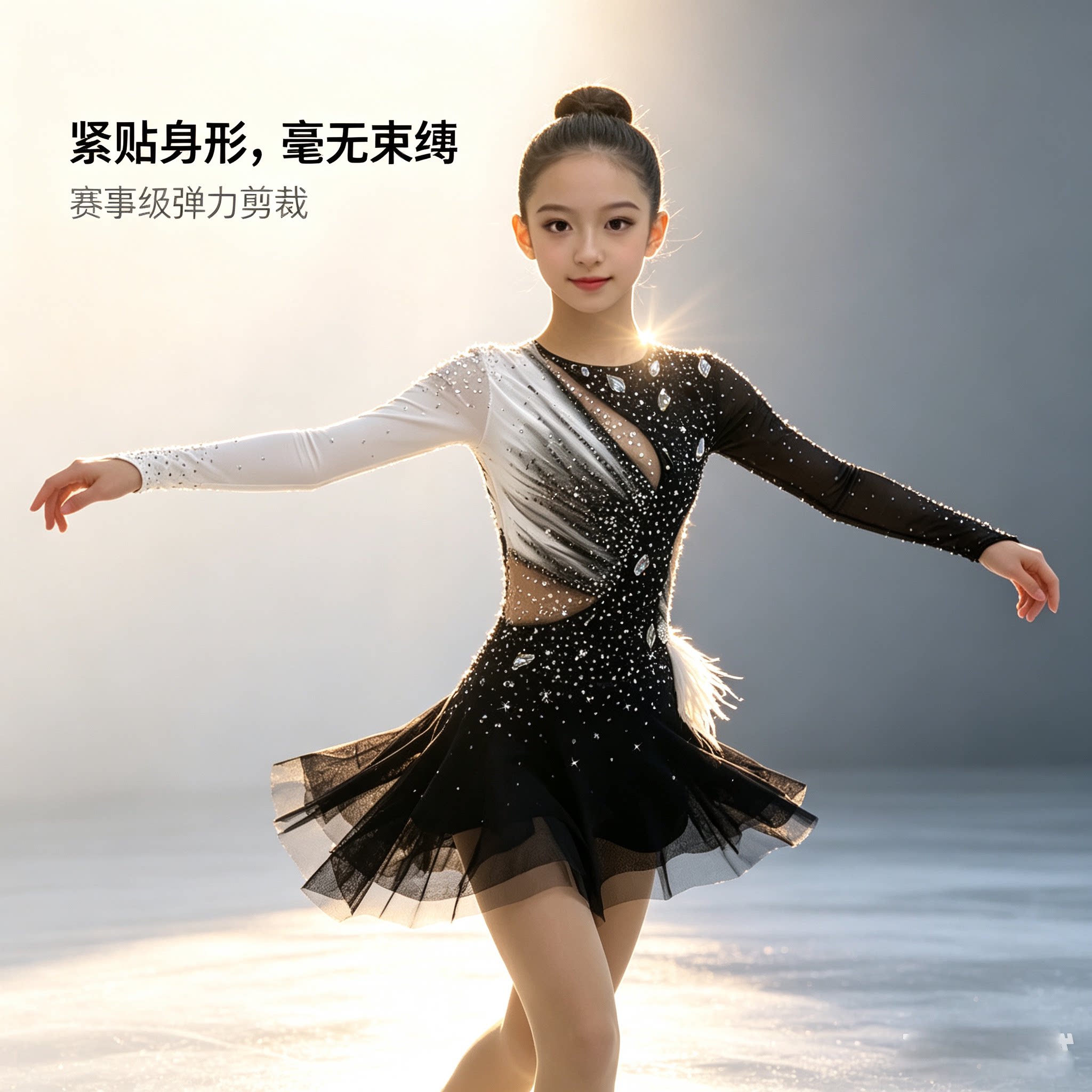 花滑专业演出服溜冰服花样滑冰专用表演服考斯滕儿童成女款裙A814图片