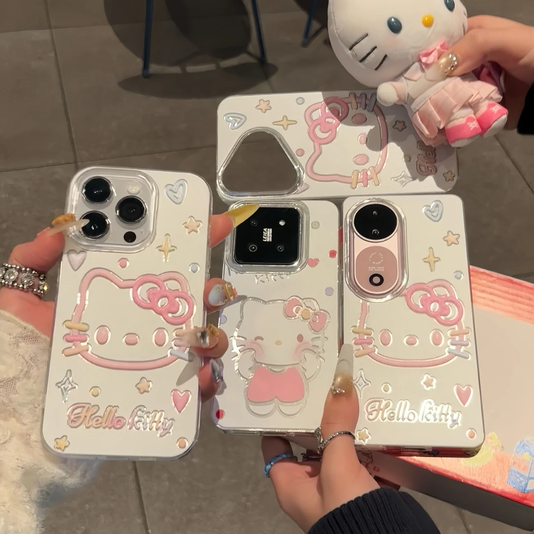可爱线条凯蒂猫手机壳适用iPhone16/15promax防摔小米15/14软壳红米K70个性华为pura70ins风超火保护套mate70