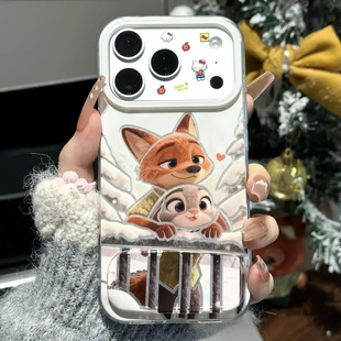 X9情侣vivox300支架壳 15pro小众红米K90promax可爱findX8 适用IPhone17 16promax朱迪尼克情侣手机壳小米17