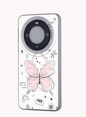 可爱蝴蝶小狗适用华为mate60pro手机壳新款个性高级感p60art/50/40/30磨砂畅享70创意nova12/11/10防摔保护套
