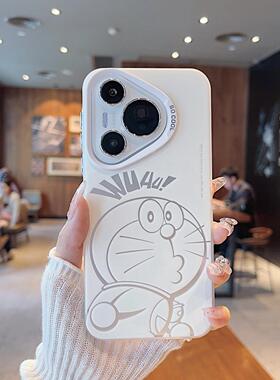 卡通机器猫磨砂手机壳适用华为pura70女P60/50新款mate60/50/40pro小众荣耀100/200软壳magic5/6情侣保护套男