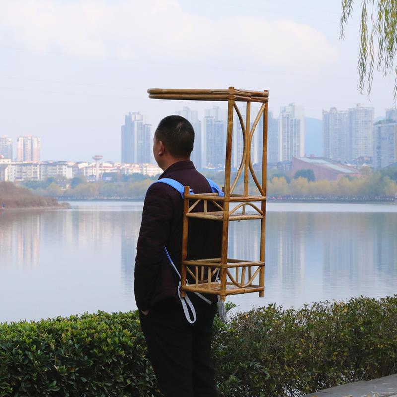 书生背篓竹制古代背书箱广告背包移动售货背筐行脚僧人徒步