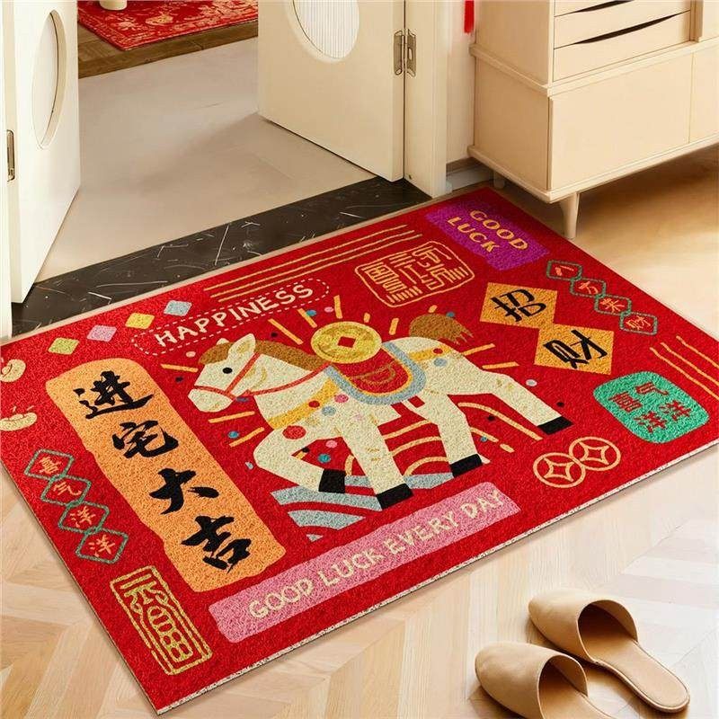 马年新年地垫入户门地垫卡通风装饰玄关脚垫耐脏除尘地垫可剪裁垫,居家布艺,入户地垫,淘宝优惠券,粉丝福利购,淘宝优惠卷