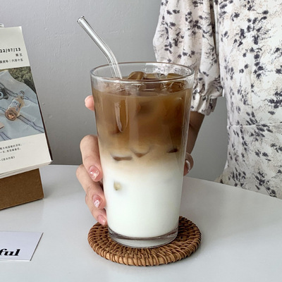 玻璃水杯高颜值冰咖啡杯新款果汁饮料杯豆浆杯冷泡带吸管冷饮杯子