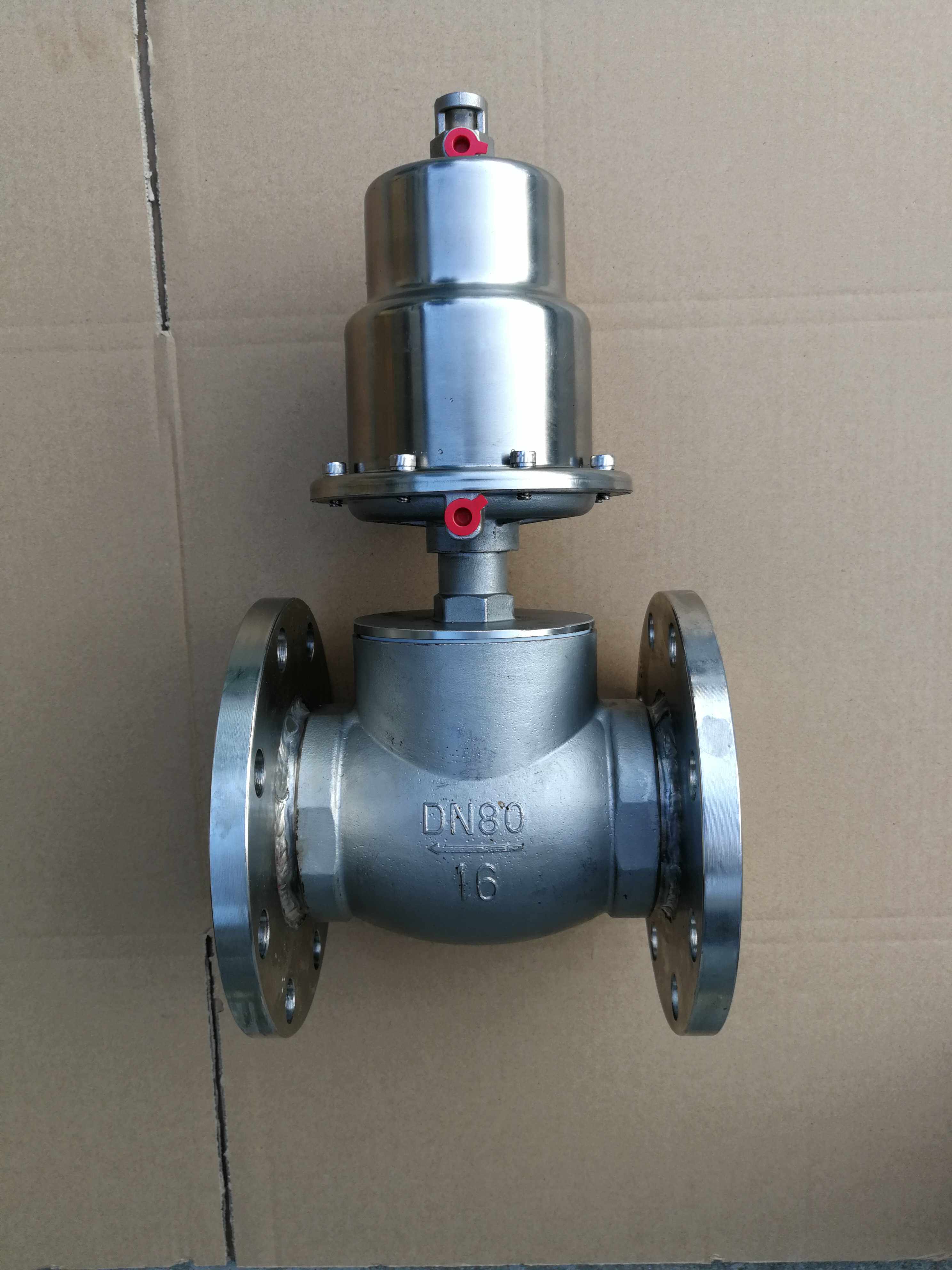 dn80t型角座阀 气动阀门 气动法兰截止阀