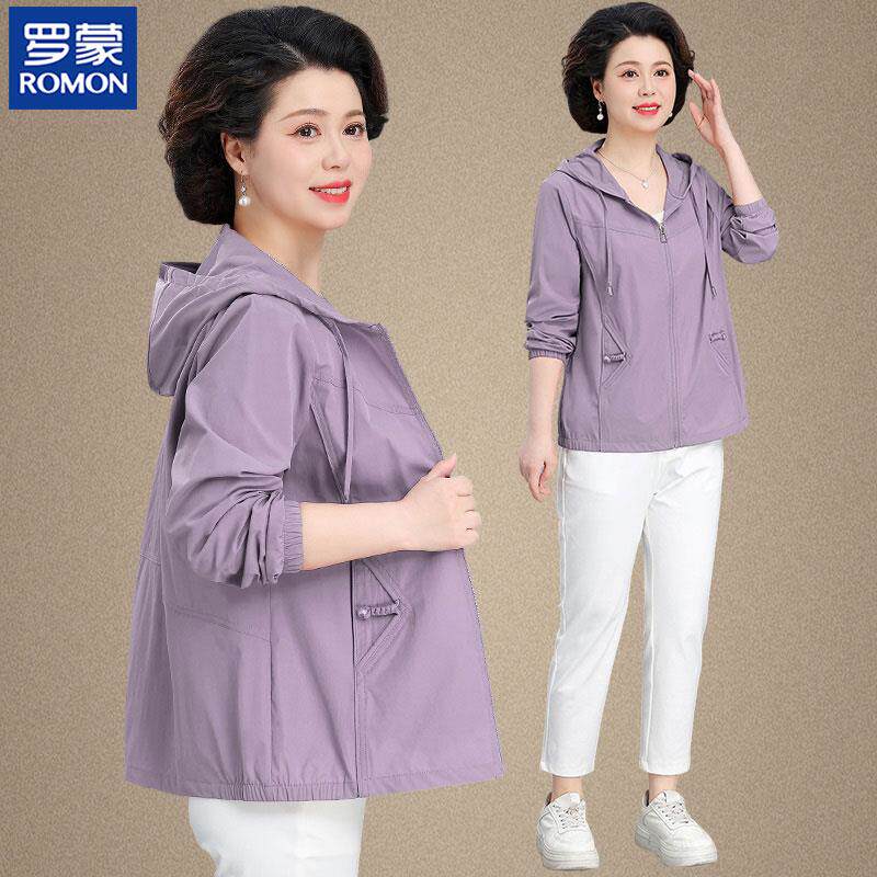 罗蒙中年妈妈夏装薄款外套新款中老年女春秋防晒服休闲夹克上衣服