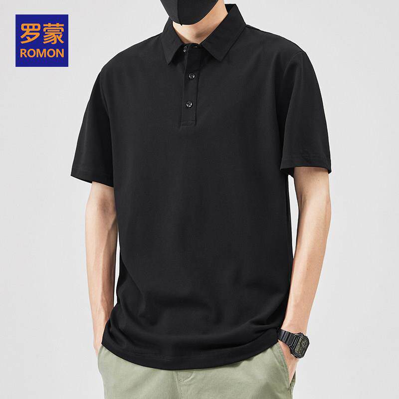 罗蒙短袖Polo衫男士夏季薄款翻领半袖t恤重磅纯色男装体恤衫上衣