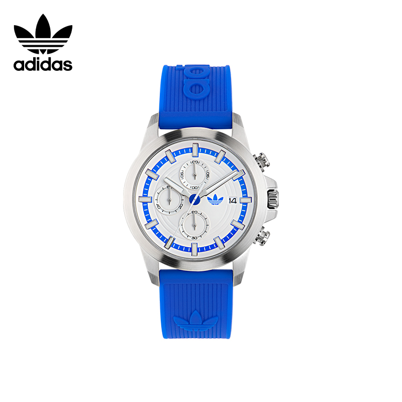 adidas三叶草三眼计时手表男款