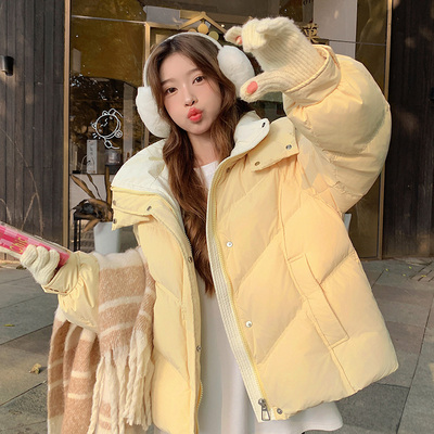 2025冬装新款鸭鸭正品羽绒服女士短款韩版宽松小个子面包服外套