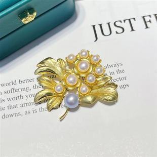 2022秋冬新品大衣毛衣配饰花束多珠发财树tian然淡水珍珠胸花胸针