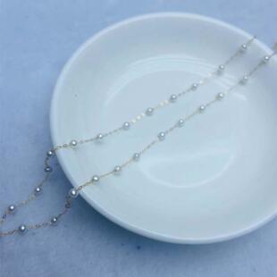 工厂淡水小米baby正圆珍珠强光满天星18K金女项链百搭时尚简约批