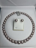 福利不退换淡水珍珠项链耳钉一套 正圆 卡10