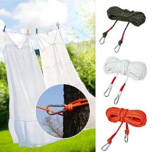 Windproof Clotheslines With 2 Hooks Thick Steel Wire