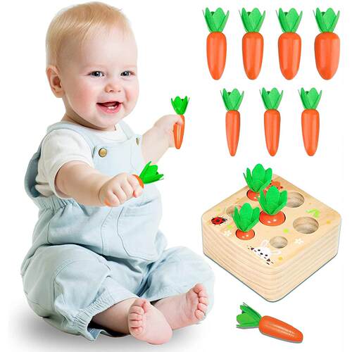 Montessori Toys for 1 Year Baby Pull Carrot Set Game Kids Wo