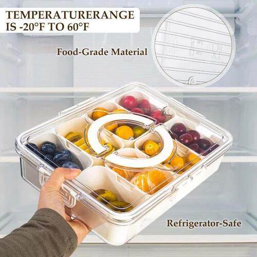 8 Grids Divided Serving Tray Storage Box Kitchen Portable