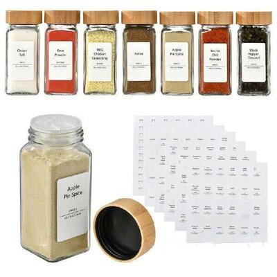 1~8PCS 120ml Wholesale Acacia Wood Cover Square Glass Jars
