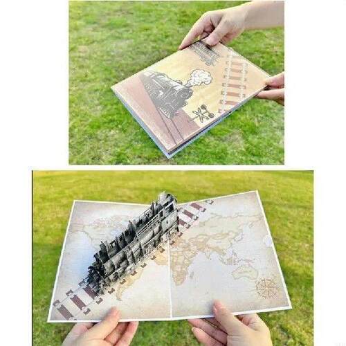 G32A Elegant Steam Train 3D Greeting Card with Envelope