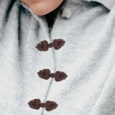 10 Pcs Black Cheongsam Buttons Retro Frog Fasteners