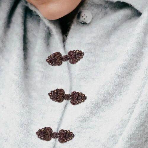 10 Pcs Black Cheongsam Buttons Retro Frog Fasteners