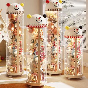 娃娃收纳桶高颜值透明存大容量放毛绒玩具公仔装大直径玩偶展示筒