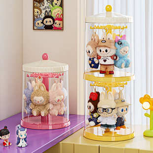 labubu展示盒透明拉布布泡泡玛特毛绒娃娃玩偶挂件盲盒收纳展示架